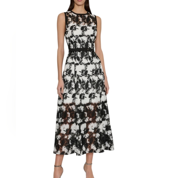 NEW. ..Milly Paloma Two Tone Lace Midi Dress...Size 4